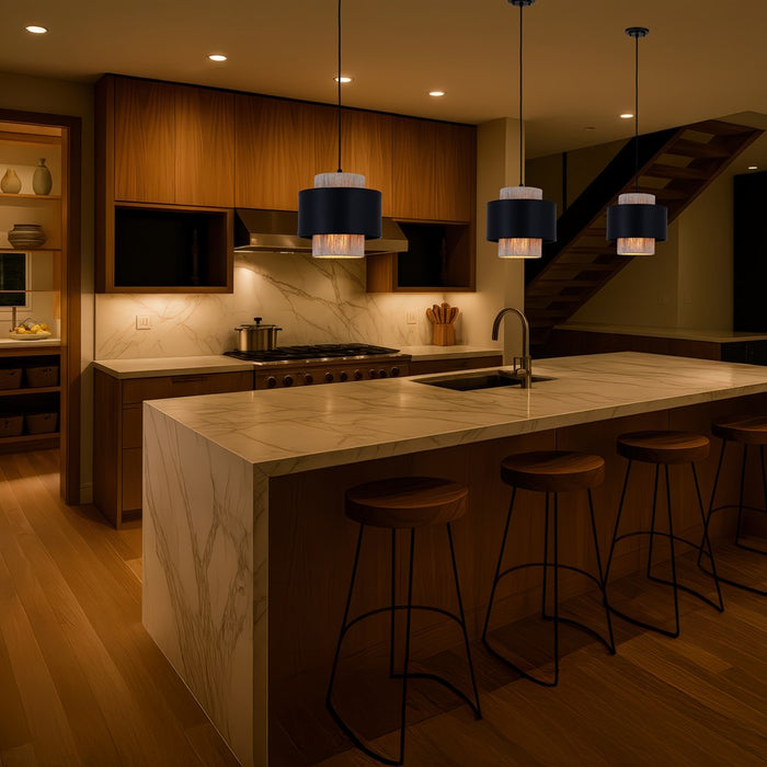 Innovations Mesa 1Lt 8" Cord Hung Pendant, Black/Natural Shade