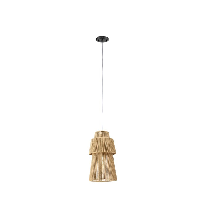 Innovations Twill 1Lt 10" Cord Hung Pendant, Black/Natural - 680-1P-BK-10NT