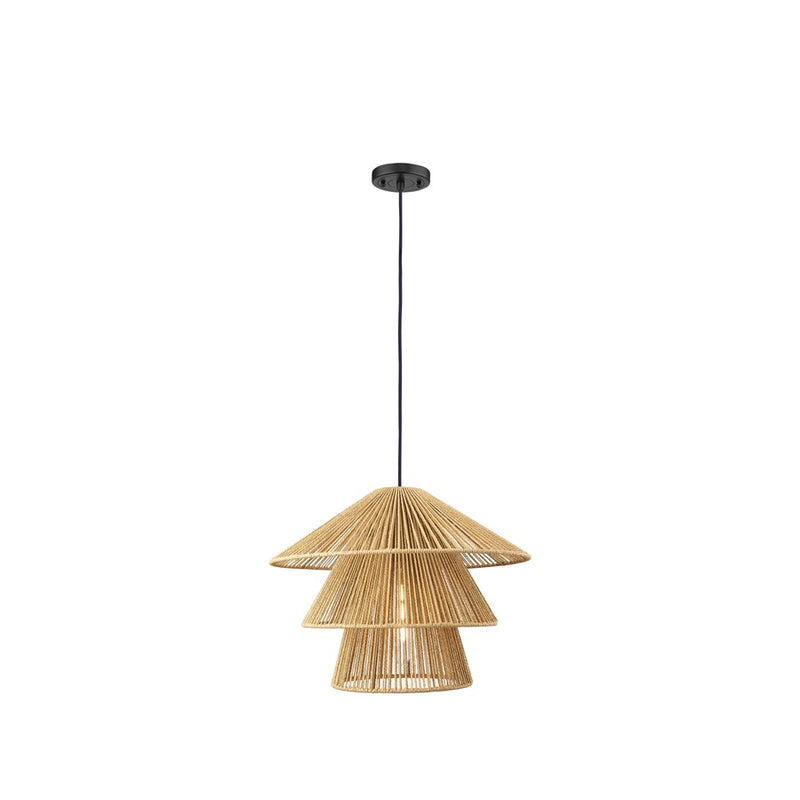 Innovations Canton 1Lt 19" Cord Hung Pendant, Black/Natural - 681-1P-BK-19NT