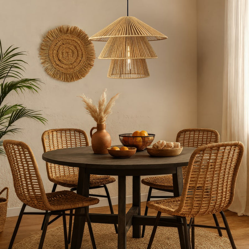 Innovations Canton 1Lt 19" Cord Hung Pendant, Black/Natural