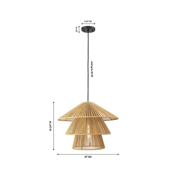Innovations Canton 1Lt 19" Cord Hung Pendant, Black/Natural
