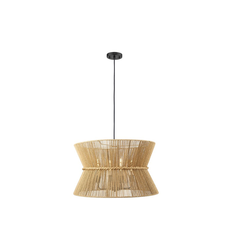 Innovations Coventry 4Lt 28" Cord Hung Pendant, Black/Natural - 682-4P-BK-28NT