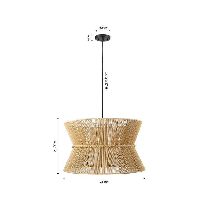Innovations Coventry 4Lt 28" Cord Hung Pendant, Black/Natural