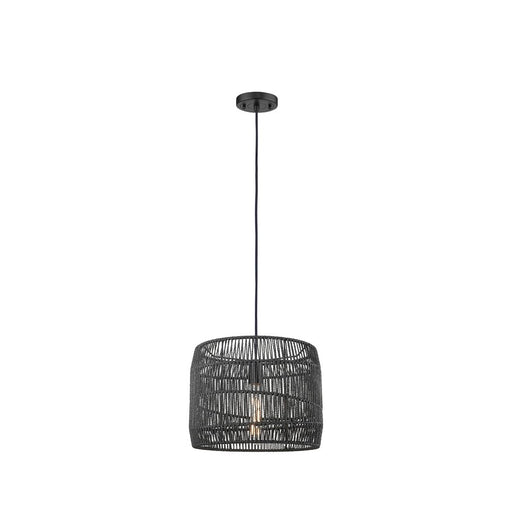 Innovations Elwood 1Lt 14" Cord Hung Pendant, Black/Black Shade - 684-1P-BK-14NT