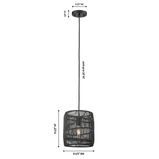 Innovations Elwood 1Lt 9" Cord Hung Pendant, Black/Black Shade