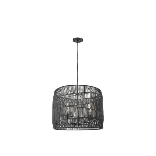 Innovations Elwood 3Lt 24" Cord Hung Pendant, Black/Black Shade - 684-3P-BK-24NT