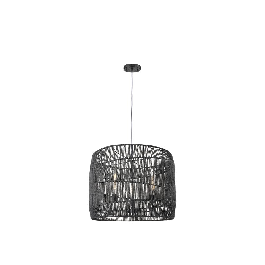 Innovations Elwood 3Lt 24" Cord Hung Pendant, Black/Black Shade - 684-3P-BK-24NT
