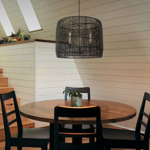 Innovations Elwood 3Lt 24" Cord Hung Pendant, Black/Black Shade