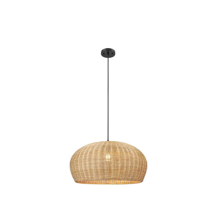 Innovations Oasis 1Lt 22" Cord Hung Pendant, Black/Natural - 685-1P-BK-22NT