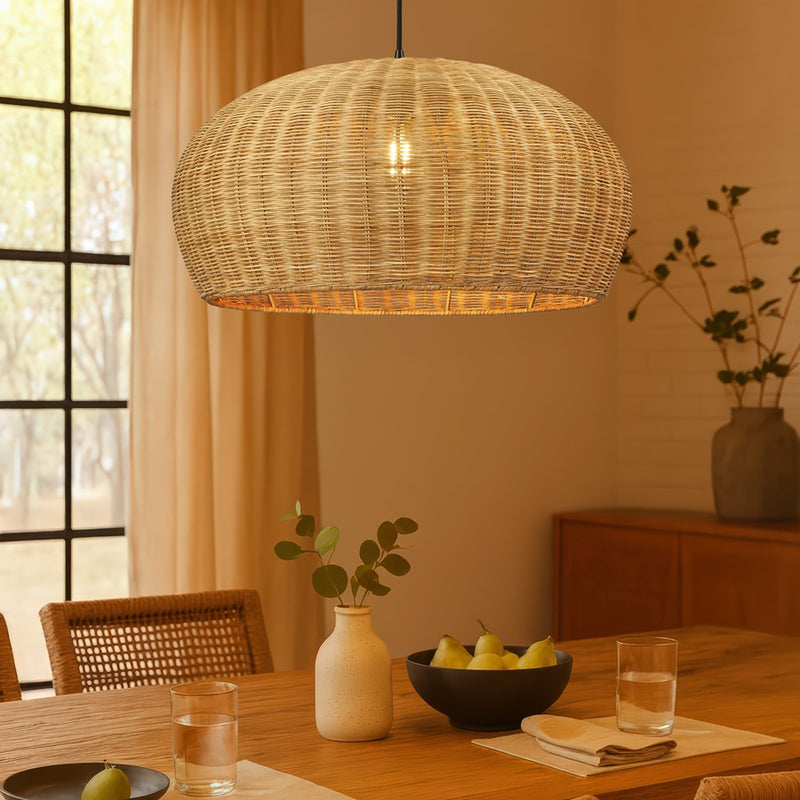 Innovations Oasis 1Lt 22" Cord Hung Pendant, Black/Natural
