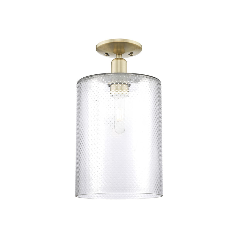 Innovations Cobbleskill 9in 1-Light Semi-Flush Mount | Industrial Antique Brass Steel and Clear Glass | Entryway & Hallway | 9 x | Model 716-1C-AB-G112-L