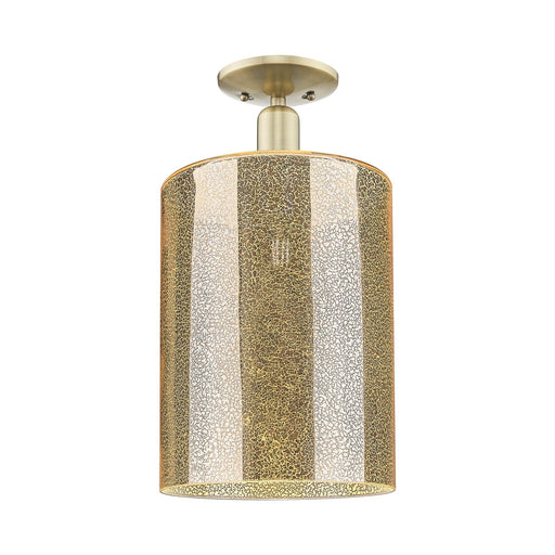 Innovations Cobbleskill 9in 1-Light Semi-Flush Mount | Industrial Antique Brass Steel and Mercury Glass | Entryway & Hallway | 9 | Model 716-1C-AB-G116-L