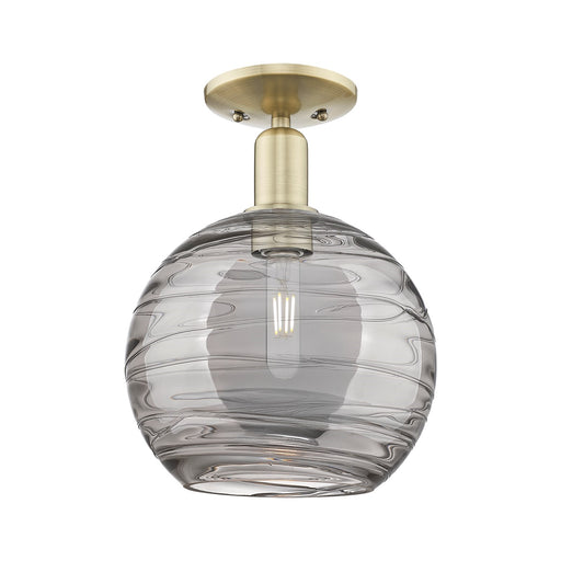 Innovations Athens Deco Swirl 10in 1-Light Semi-Flush Mount | Industrial Antique Brass and Light Smoke Glass | Entryway & | Model 716-1C-AB-G1213-10SM