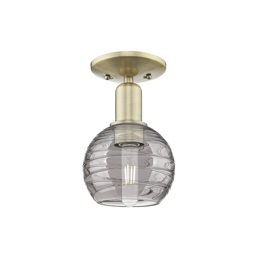 Innovations Athens Deco Swirl 6in 1-Light Semi-Flush Mount | Industrial Antique Brass and Light Smoke Glass | Entryway & | Model 716-1C-AB-G1213-6SM