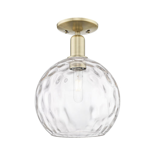 Innovations Athens Water Glass 10in 1-Light Semi-Flush Mount | Industrial Antique Brass Steel and Clear Water Glass | Entryway | Model 716-1C-AB-G1215-10