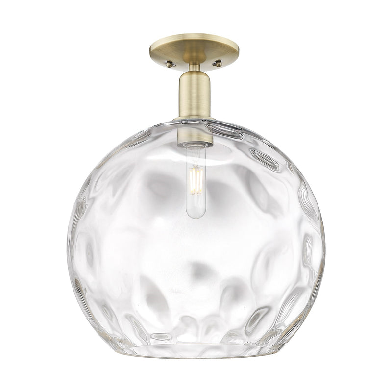 Innovations Athens 13in 1-Light Semi-Flush Mount | Industrial Antique Brass and Clear Water Glass | Entryway & Hallway | 13 x | Model 716-1C-AB-G1215-14