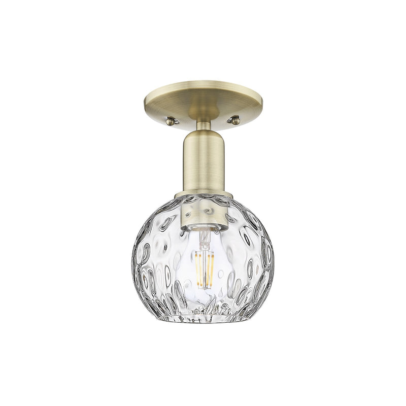 Innovations Athens Water Glass 6in 1-Light Semi-Flush Mount | Industrial Antique Brass Steel and Clear Water Glass | Kitchen & | Model 716-1C-AB-G1215-6
