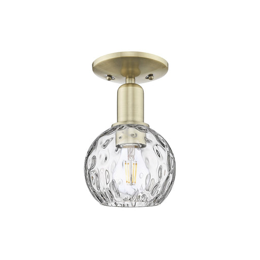 Innovations Athens Water Glass 6in 1-Light Semi-Flush Mount | Industrial Antique Brass Steel and Clear Water Glass | Kitchen & | Model 716-1C-AB-G1215-6