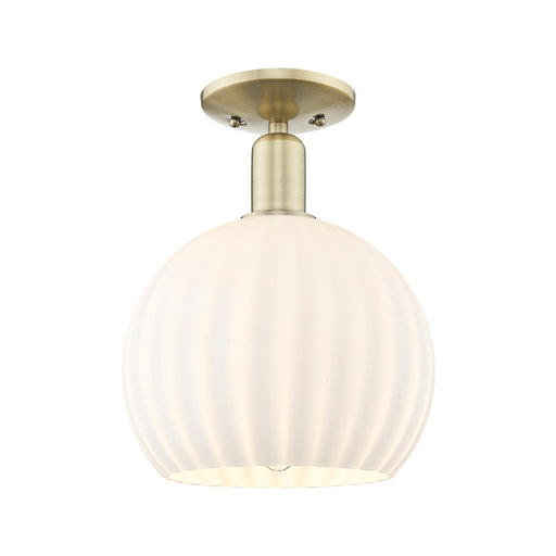 Innovations Lighting Arcadia 10in 1-Light Semi-Flush Mount | Industrial Antique Brass and White Venetian Glass | Entryway & | Model 716-1C-AB-G1217-10WV