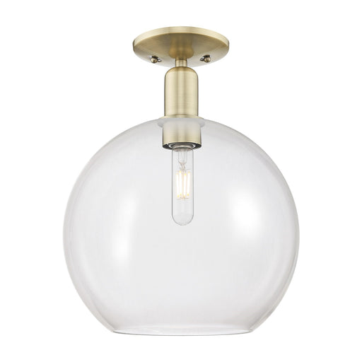 Innovations Athens 12in 1-Light Semi-Flush Mount | Industrial Antique Brass Steel and Clear Glass | Entryway & Hallway | 11.75 x | Model 716-1C-AB-G122-12