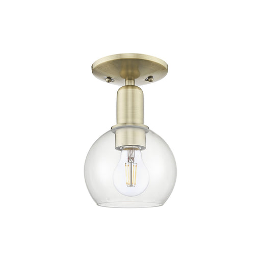 Innovations Athens 6in 1-Light Semi-Flush Mount | Industrial Antique Brass Steel and Clear Glass | Entryway & Hallway | 5.88 x | Model 716-1C-AB-G122-6