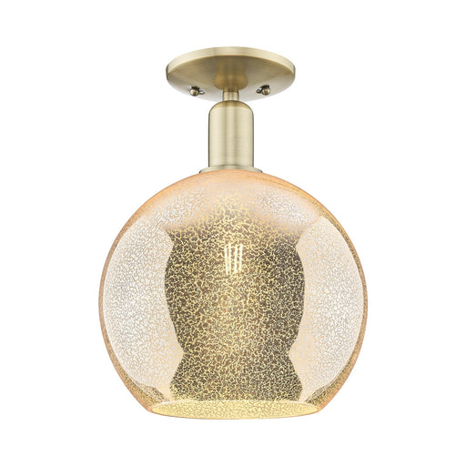 Innovations Athens 10in 1-Light Semi-Flush Mount | Industrial Antique Brass Steel and Mercury Glass | Entryway & Hallway | 10 x | Model 716-1C-AB-G128-10