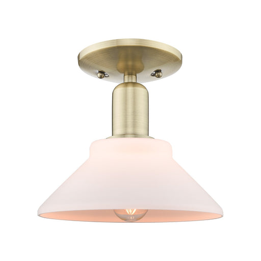 Innovations Orwell 8in 1-Light Semi-Flush Mount | Industrial Antique Brass Steel and Matte White Glass | Kitchen & Hallway | 8.38 x | Model 716-1C-AB-G131