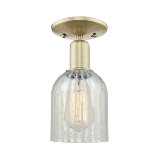 Innovations Caledonia 5in 1-Light Semi-Flush Mount | Industrial Antique Brass Steel and Mouchette Glass | Entryway & Hallway | 5 x | Model 716-1C-AB-G2511