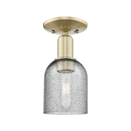 Innovations Caledonia 5in 1-Light Semi-Flush Mount | Industrial Antique Brass Steel and Charcoal Glass | Entryway & Hallway | 5 x 5 | Model 716-1C-AB-G257