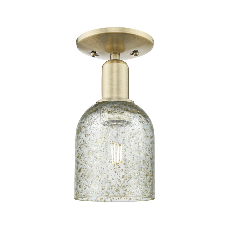 Innovations Caledonia 5in 1-Light Semi-Flush Mount | Industrial Antique Brass Steel and Mica Glass | Entryway & Hallway | 5 x 5 x | Model 716-1C-AB-G259