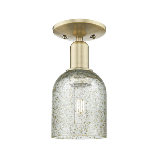 Innovations Caledonia 5in 1-Light Semi-Flush Mount | Industrial Antique Brass Steel and Mica Glass | Entryway & Hallway | 5 x 5 x | Model 716-1C-AB-G259
