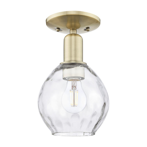 Innovations Waverly 6in 1-Light Semi-Flush Mount | Industrial Antique Brass and Clear Water Glass | Entryway & Hallway | 6 x 10 in | Model 716-1C-AB-G362