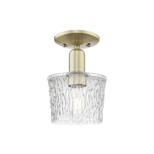 Innovations Niagara 7in 1-Light Semi-Flush Mount | Industrial Antique Brass and Clear Textured Glass | Entryway & Hallway | 6.5 x | Model 716-1C-AB-G402