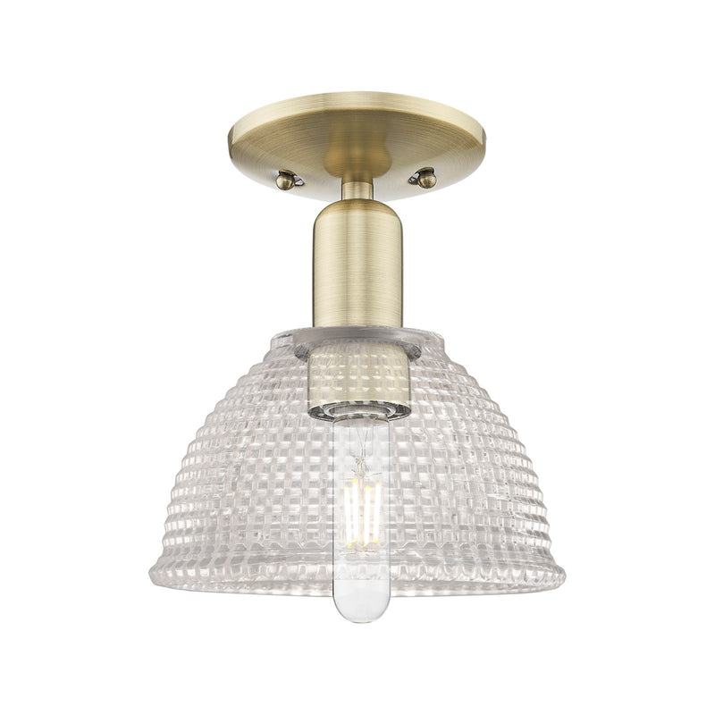 Innovations Arietta 8in 1-Light Semi-Flush Mount | Industrial Antique Brass Steel and Clear Glass | Entryway & Hallway | 8 x 8 x | Model 716-1C-AB-G422