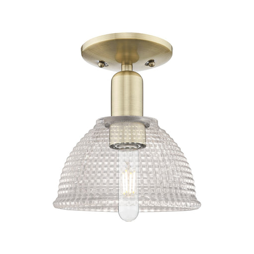 Innovations Arietta 8in 1-Light Semi-Flush Mount | Industrial Antique Brass Steel and Clear Glass | Entryway & Hallway | 8 x 8 x | Model 716-1C-AB-G422