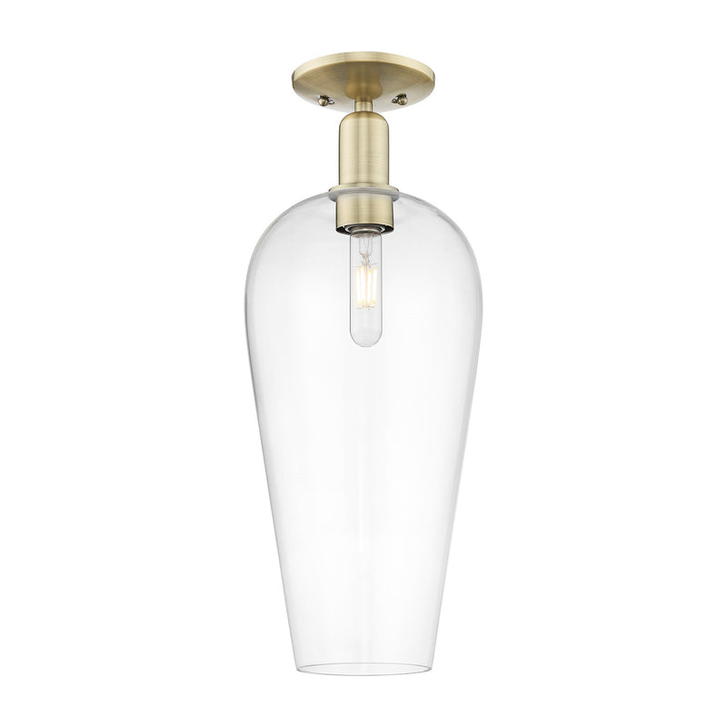 Innovations Chelsea 8in 1-Light Semi-Flush Mount | Industrial Antique Brass Steel and Clear Glass | Kitchen & Hallway | 8 x 8 x | Model 716-1C-AB-G456-8CL