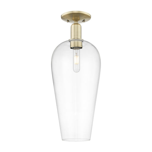 Innovations Chelsea 8in 1-Light Semi-Flush Mount | Industrial Antique Brass Steel and Clear Glass | Kitchen & Hallway | 8 x 8 x | Model 716-1C-AB-G456-8CL
