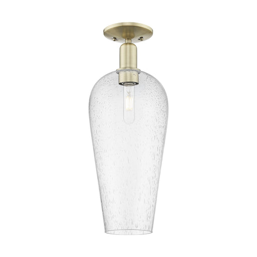 Innovations Chelsea 8in 1-Light Semi-Flush Mount | Industrial Antique Brass and Seedy Glass | Entryway & Hallway | 8 x 20.5 in | Model 716-1C-AB-G456-8SDY