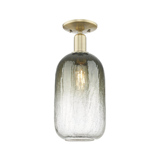 Innovations Brookhaven Cloche 7in 1-Light Semi-Flush Mount | Industrial Antique Brass Steel and Slate Glass | Entryway & | Model 716-1C-AB-G482-7SL