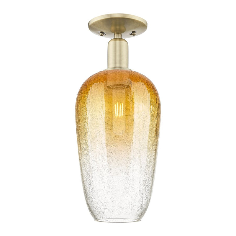 Innovations Brookhaven Flute 1Lt 7" Semi-Flush, AB/Amber - 716-1C-AB-G484-7AM