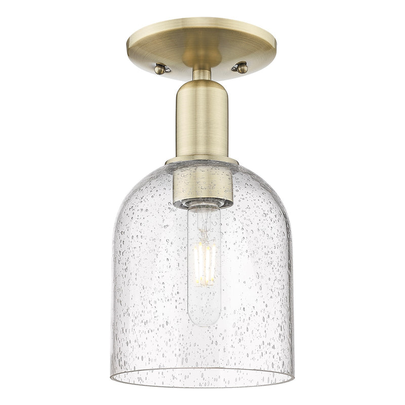 Innovations Bella 5.5in 1-Light Semi-Flush Mount | Industrial Antique Brass Steel and Seedy Glass | Entryway & Hallway | 5.5 x | Model 716-1C-AB-G558-6SDY