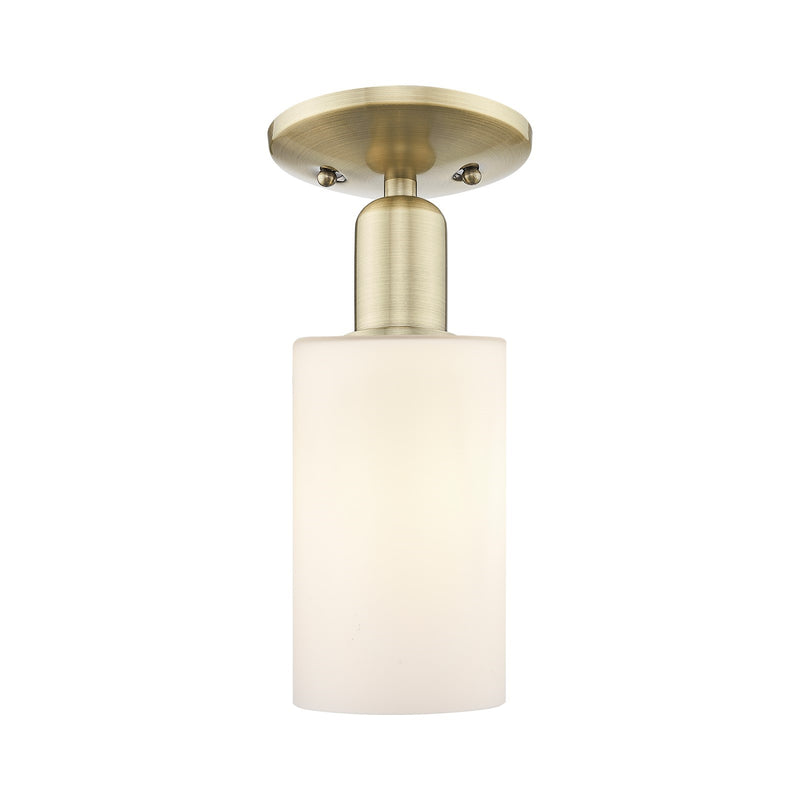 Innovations Clymer 4in 1-Light Semi-Flush Mount | Industrial Antique Brass and Matte White Glass | Hallway & Entryway | 3.88 x | Model 716-1C-AB-G801