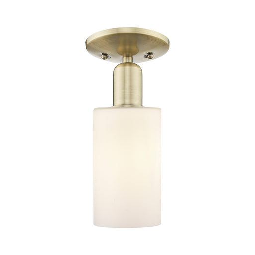 Innovations Clymer 4in 1-Light Semi-Flush Mount | Industrial Antique Brass and Matte White Glass | Hallway & Entryway | 3.88 x | Model 716-1C-AB-G801
