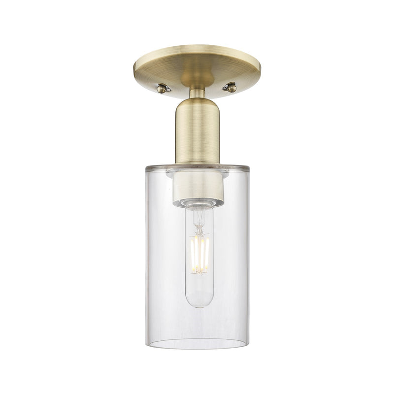 Innovations Clymer 4in 1-Light Semi-Flush Mount | Industrial Antique Brass and Clear Glass | Entryway & Hallway | 3.88 x 10.38 in | Model 716-1C-AB-G802