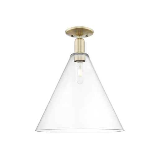 Innovations Berkshire Glass 16in 1-Light Semi-Flush Mount | Industrial Antique Brass Steel and Clear Glass | Entryway & Hallway | Model 716-1C-AB-GBC-162