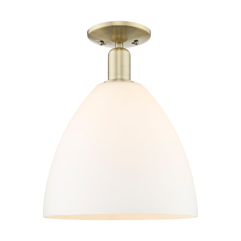 Innovations Bristol 12in 1-Light Semi-Flush Mount | Industrial Antique Brass Steel and Matte White Glass | Entryway & Hallway | Model 716-1C-AB-GBD-121