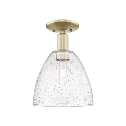 Innovations Bristol 9in 1-Light Semi-Flush Mount | Industrial Antique Brass and Seedy Glass | Entryway & Hallway | 9 x 9 x 13 in | Model 716-1C-AB-GBD-94