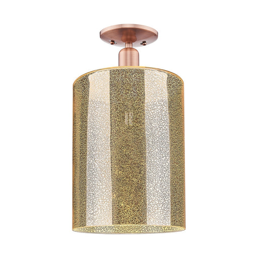 Innovations Cobbleskill 9in 1-Light Semi-Flush Mount | Industrial Antique Copper Steel and Mercury Glass | Entryway & Hallway | 9 | Model 716-1C-AC-G116-L