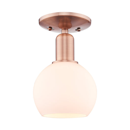 Innovations Athens 6in 1-Light Semi-Flush Mount | Industrial Antique Copper Steel and Matte White Glass | Kitchen & Hallway | Model 716-1C-AC-G121-6