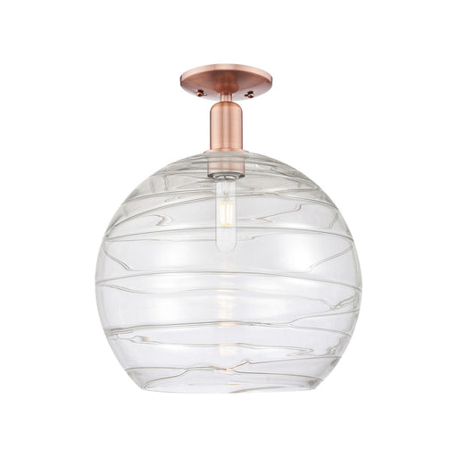 Innovations Athens Deco Swirl 14in 1-Light Semi-Flush Mount | Industrial Antique Copper Steel and Clear Glass | Entryway & | Model 716-1C-AC-G1213-14CL